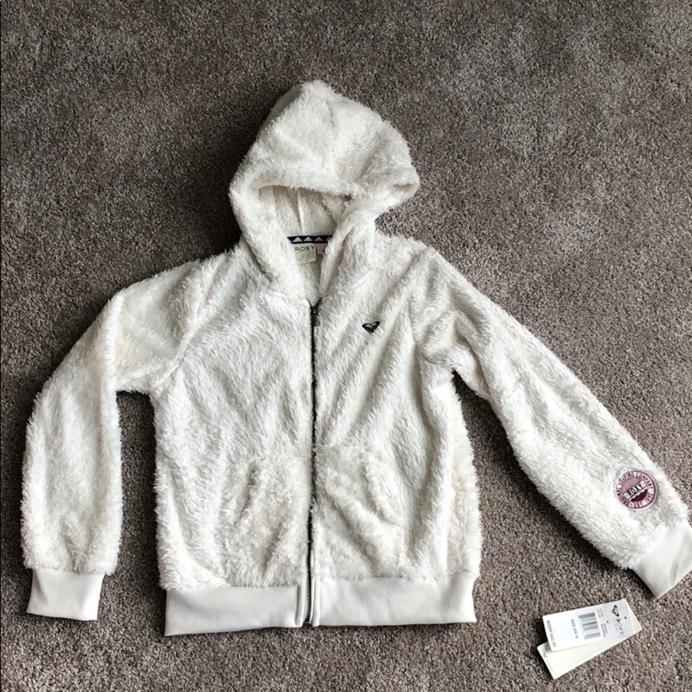 NWT roxy Girl Sz s (8-10) super soft fuzzy hoodie
